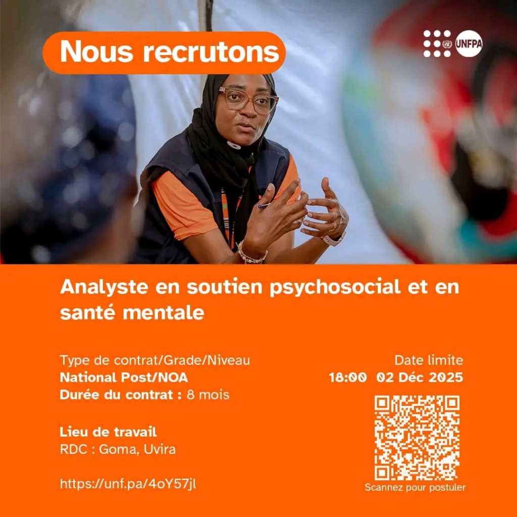 Analyste en soutien psychosocial et en santé mentale, Uvira, République démocratique du Congo,&nbsp;NOA